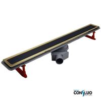 Трап линейный с решеткой Pestan Confluo Premium Line Black Glass Gold 95 см 13100119