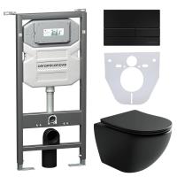 Унитаз с инсталляцией Сет 4 в 1 Ceramicanova CN4002MB_1002B_1000