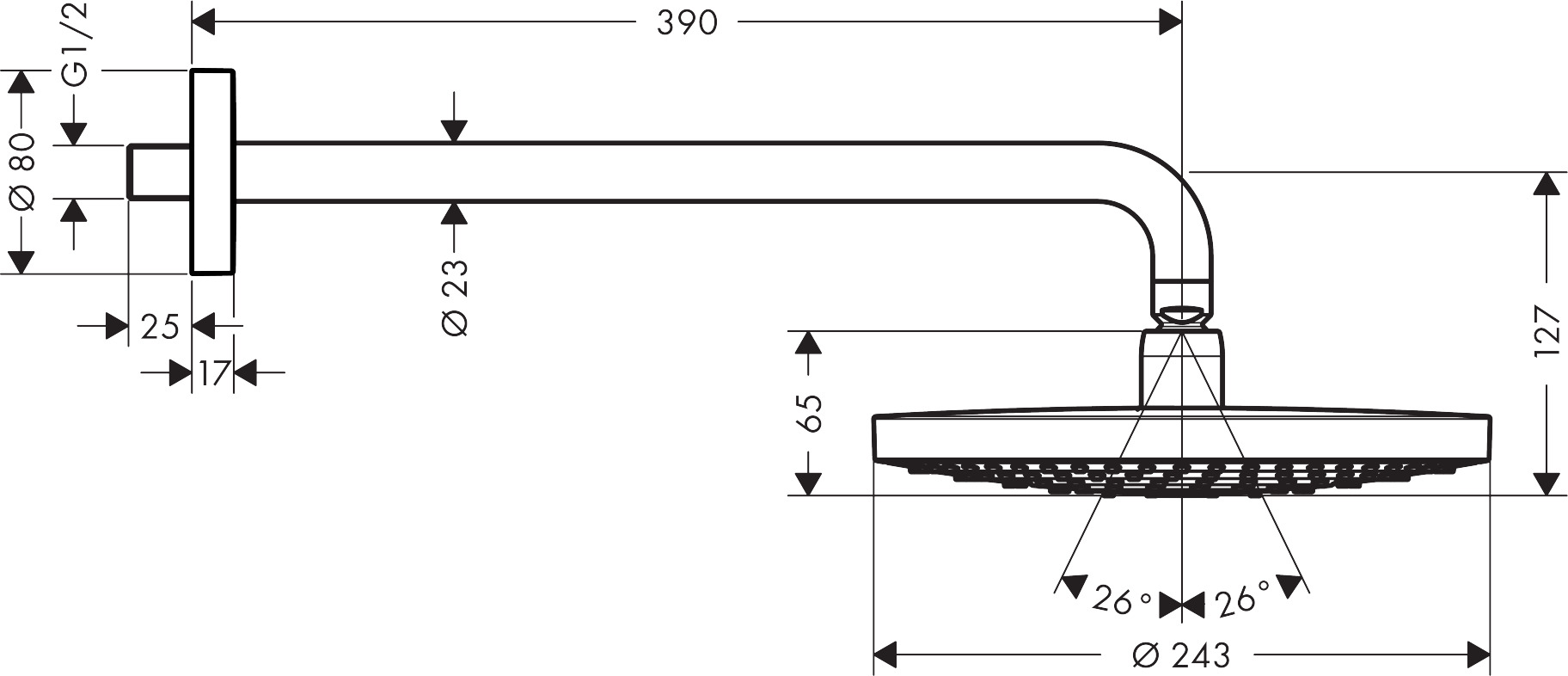 Верхний душ Hansgrohe Raindance select s 240 2jet 26466400