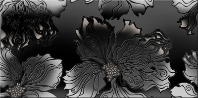Декор Azori Валькирия Антрацит Цветы 40,5x20,1 см
