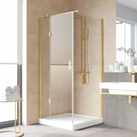 Душевое ограждение Vegas Glass AFP-Fis LUX 90*80 09 01 L профиль золото, стекло прозрачное