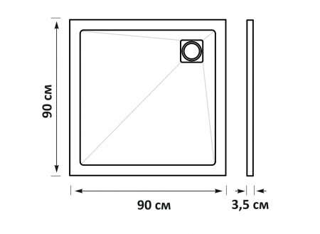 Фото поддон taliente 90x90 см pta-st-90wstone