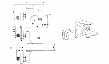 Фото смеситель для ванны allen brau infinity 5.21a06-bn никель браш