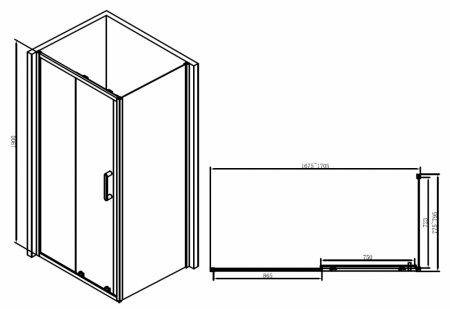 Фото душевое ограждение abber schwarzer diamant ag30170b-s80b 80x80 см