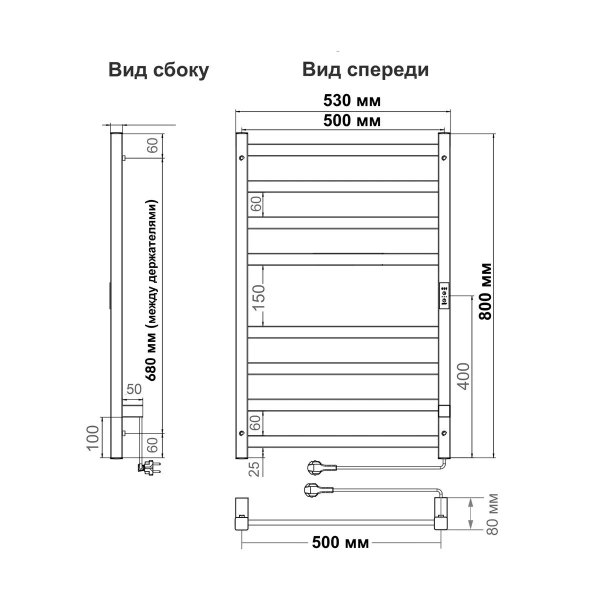 Фото электрический полотенцесушитель indigo oktava slim 80/50 lсloks3e80-50rt