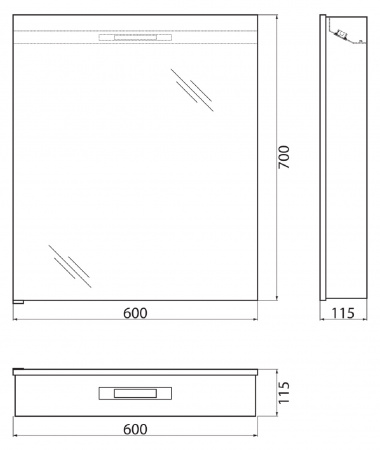Фото зеркальный шкаф belbagno 60 см spc-1a-dl-bl-600