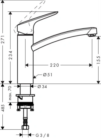 Фото смеситель для кухонной мойки hansgrohe logis 71839000