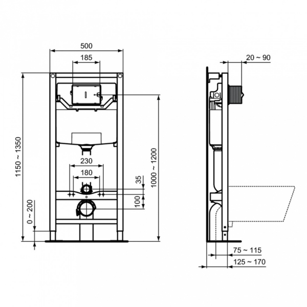 Фото унитаз с инсталляцией ideal standard prosys strada ii aquablade p387001