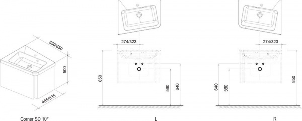 Фото тумба под раковину ravak sd 10° 55 см, цвет: серый x000000740