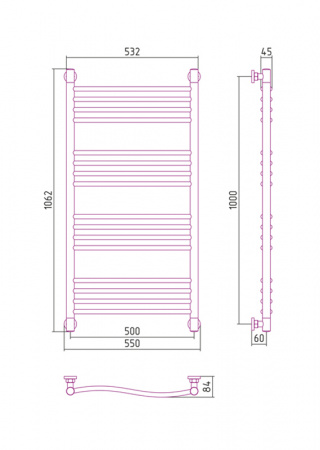 Фото водяной полотенцесушитель сунержа флюид+ 100x50 см 00-0222-1050
