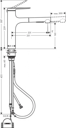 Фото смеситель для кухонной мойки hansgrohe zesis 74804800