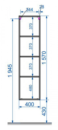 Фото пенал подвесной эстет dallas luxe 40 см l/r фр-00001947