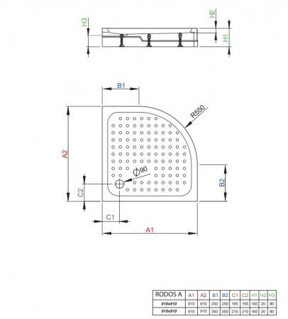 Фото поддон акриловый radaway rodos a compact 80 см 4p88155-03