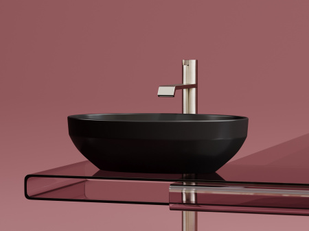 Фото раковина накладная ceramicanova element 50.2 см, цвет: черный cn6056mb