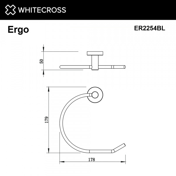 Фото полотенцедержатель кольцо whitecross ergo er2254bl, цвет: черный