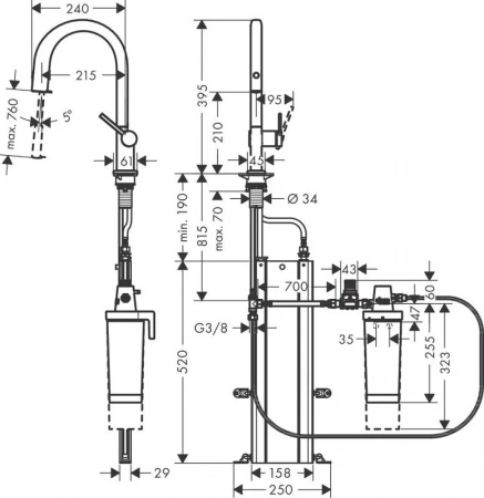 Фото смеситель для кухонной мойки hansgrohe aqittura 76800670