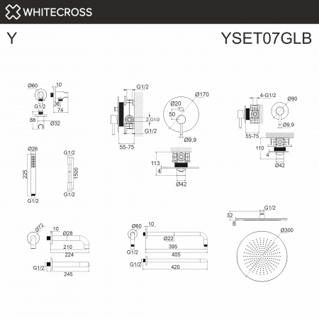 Фото душевой набор со встроенным смесителем whitecross y yset07glb, цвет: золото
