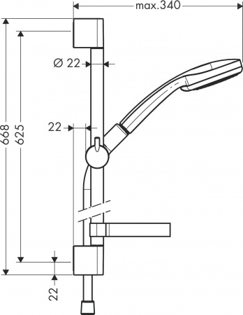 Фото душевой гарнитур hansgrohe croma 100 mono 1jet 27717000