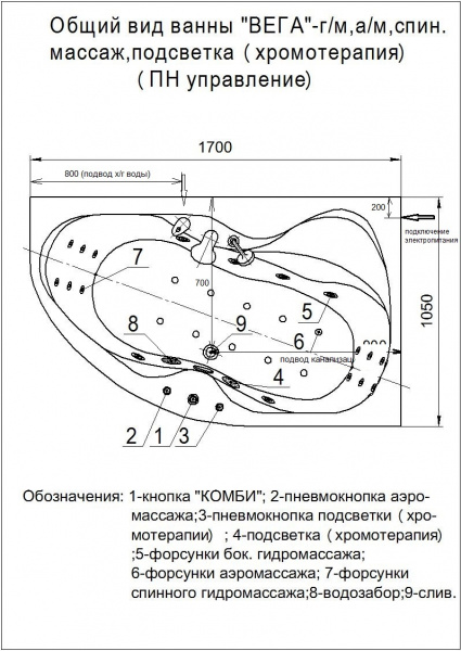 Фото акриловая ванна акватек вега 170x105 см l veg170-0000073