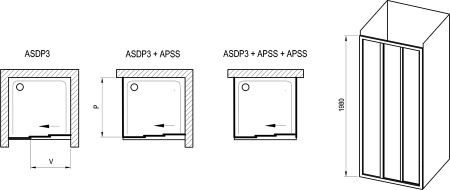 Фото душевая дверь ravak supernova asdp3-110 111 см 00vd0ur2z1