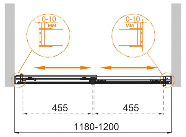 Фото душевая дверь cezares tandem-soft tandem-soft tandem-soft-bf-2-120-c-cr-iv 120 см