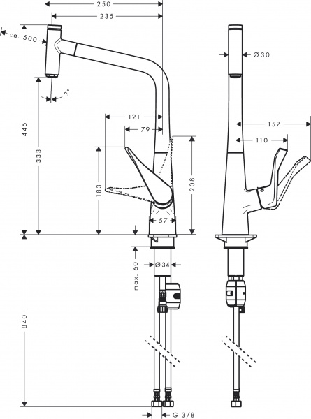 Фото смеситель для кухни hansgrohe metris select 14884800