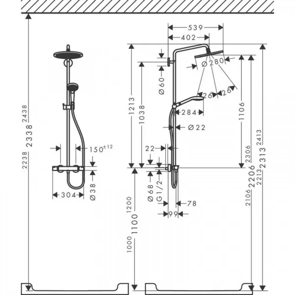 Фото душевая стойка hansgrohe croma select s 26891990