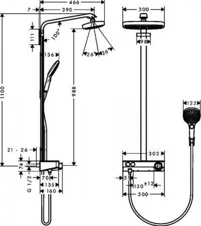 Фото душевая стойка hansgrohe raindance select e 27126000_vstvo