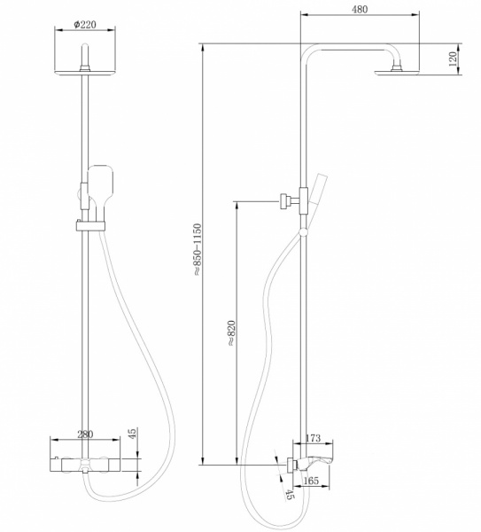 Фото душевая стойка abber thermostat af8516b
