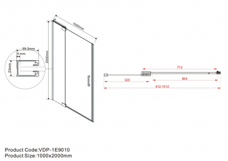 Фото душевая дверь vincea extra 100 см vdp-1e9010cgb