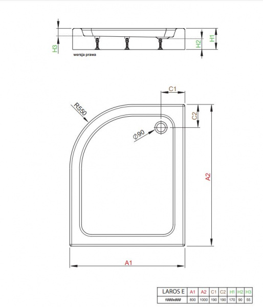 Фото поддон акриловый radaway laros e compact 100x80 см sle81017-01