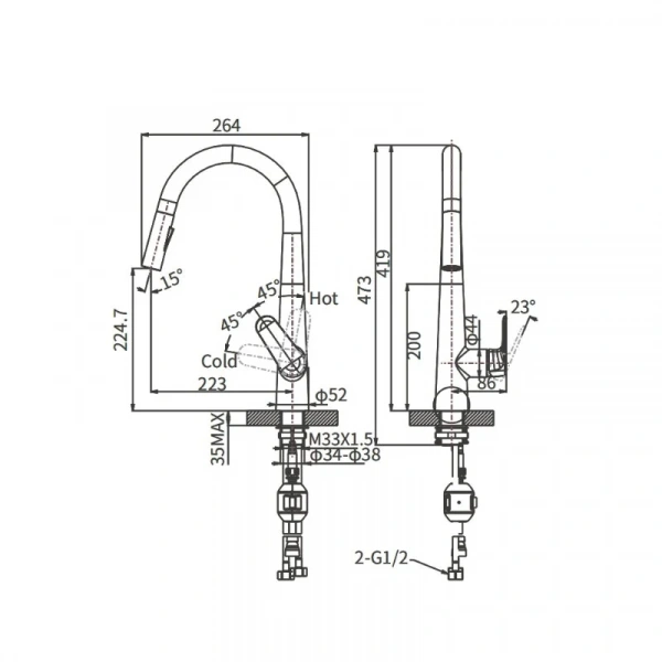 Фото смеситель для кухни arrow цвет: хром ag4519mb