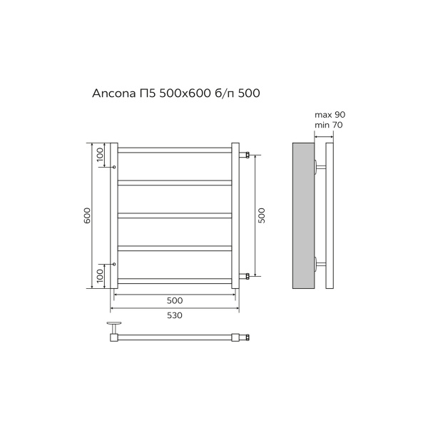 Фото водяной полотенцесушитель azario ancona 50x60 см цвет: хром az71556