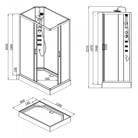 Фото душевая кабина loranto neo 80x80 см cs-21813
