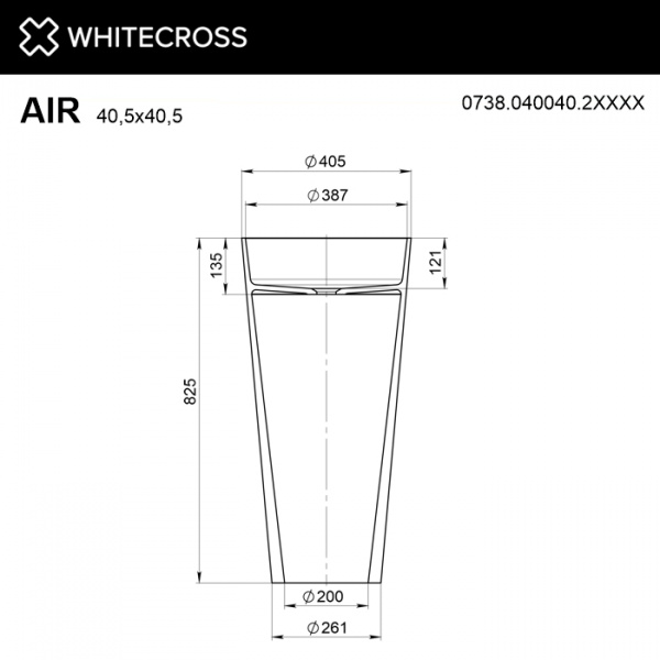 Фото раковина накладная whitecross air 40.5 см 0738.040040.2xxxx