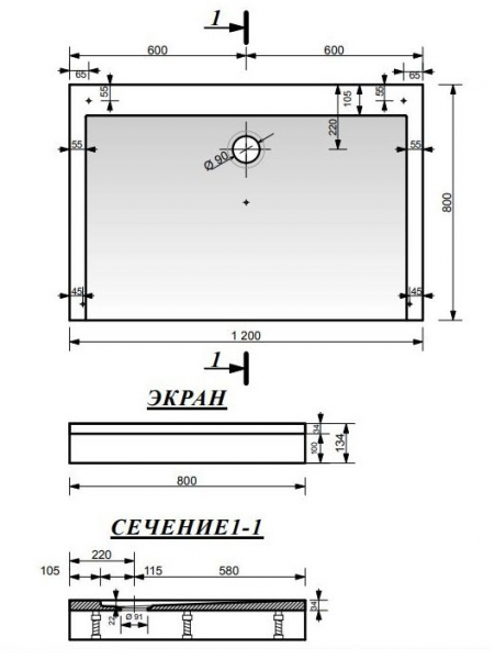 Фото поддон эстет каппа 120х80 см фр-00000762