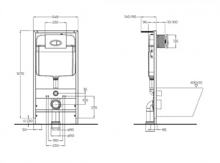 Фото инсталляция для унитаза с панелью смыва belbagno bb026/bb071cr