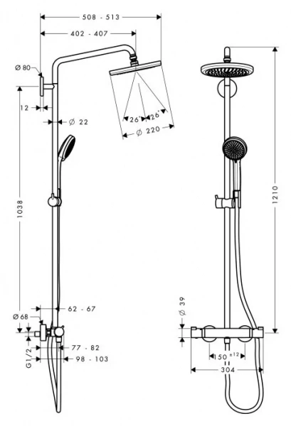 Фото душевая стойка hansgrohe croma 27188000