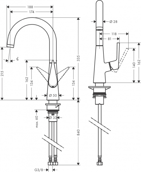 Фото смеситель для кухни hansgrohe metris 72814800