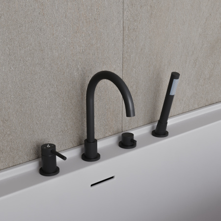 Фото смеситель на борт ванны oliveeka черный ol-669017-mb