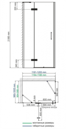 Фото душевое ограждение wasserkraft aller 120x100 см 10h10black l/r