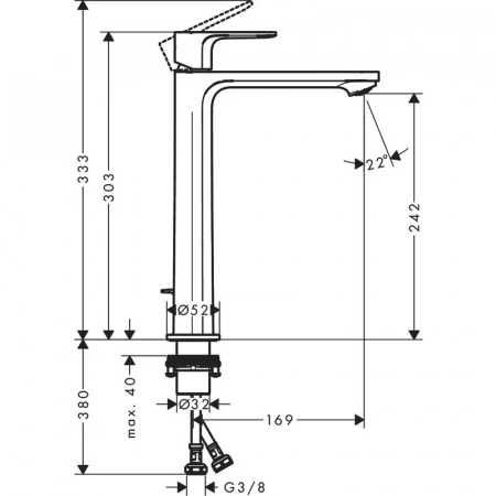 Фото смеситель для раковины hansgrohe rebris e 72581670