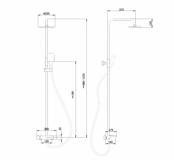 Фото душевая стойка abber thermostat af8516l