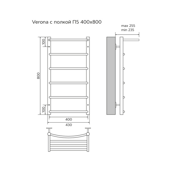 Фото водяной полотенцесушитель azario verona 40x80 см цвет: хром az04148p