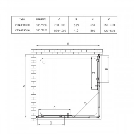 Фото душевое ограждение vincea rapid 100x100 см  vss-3r90/10cl