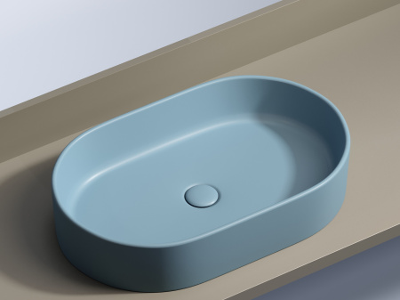 Фото раковина накладная ceramicanova element 60.8 см, цвет: голубой cn6048ml