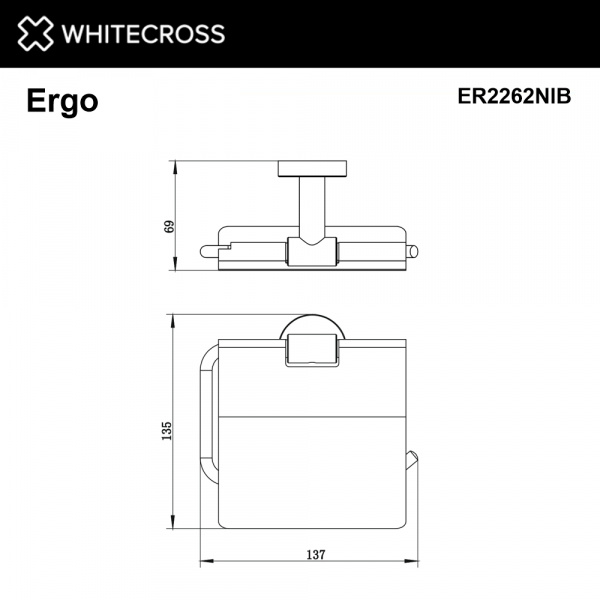 Фото держатель для туалетной бумаги whitecross ergo er2262nib, цвет: никель брашированный