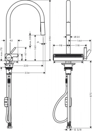 Фото смеситель для кухонной мойки hansgrohe aquno select 73837670