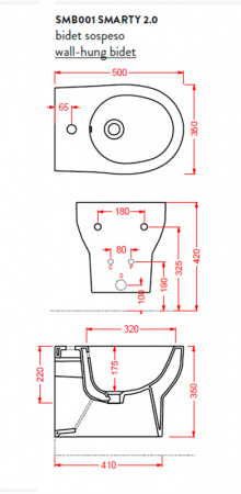 Фото биде подвесное artceram smarty smb001 01 00