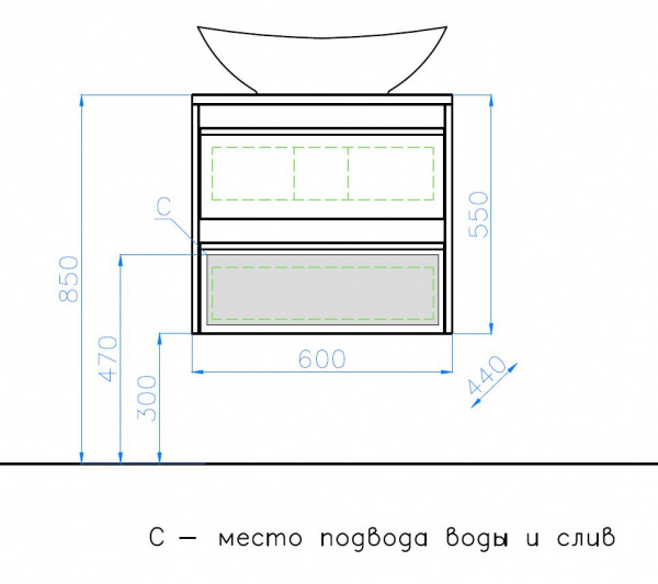 Фото тумба под раковину style line монако 60 см лс-00000632
